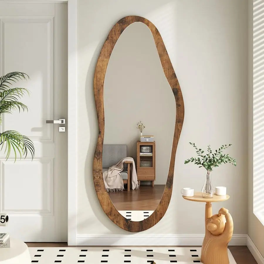 47x20 Asymmetrical Full-Length Wood Framed Vintage Mirror