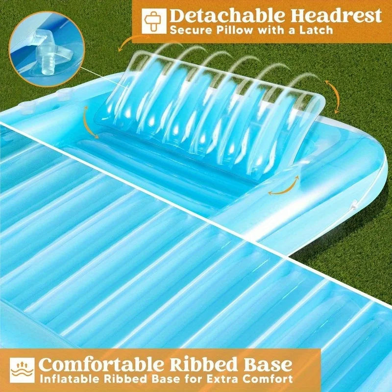 Inflatable Tanning Pool Lounger, Float, 85" x 57"