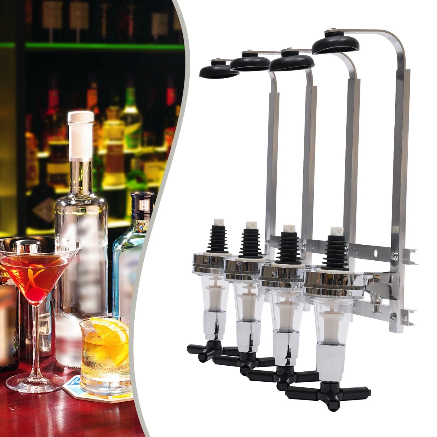 4 Bottle Wall Mounted Alcohol Liquor Cocktail Beer Butler