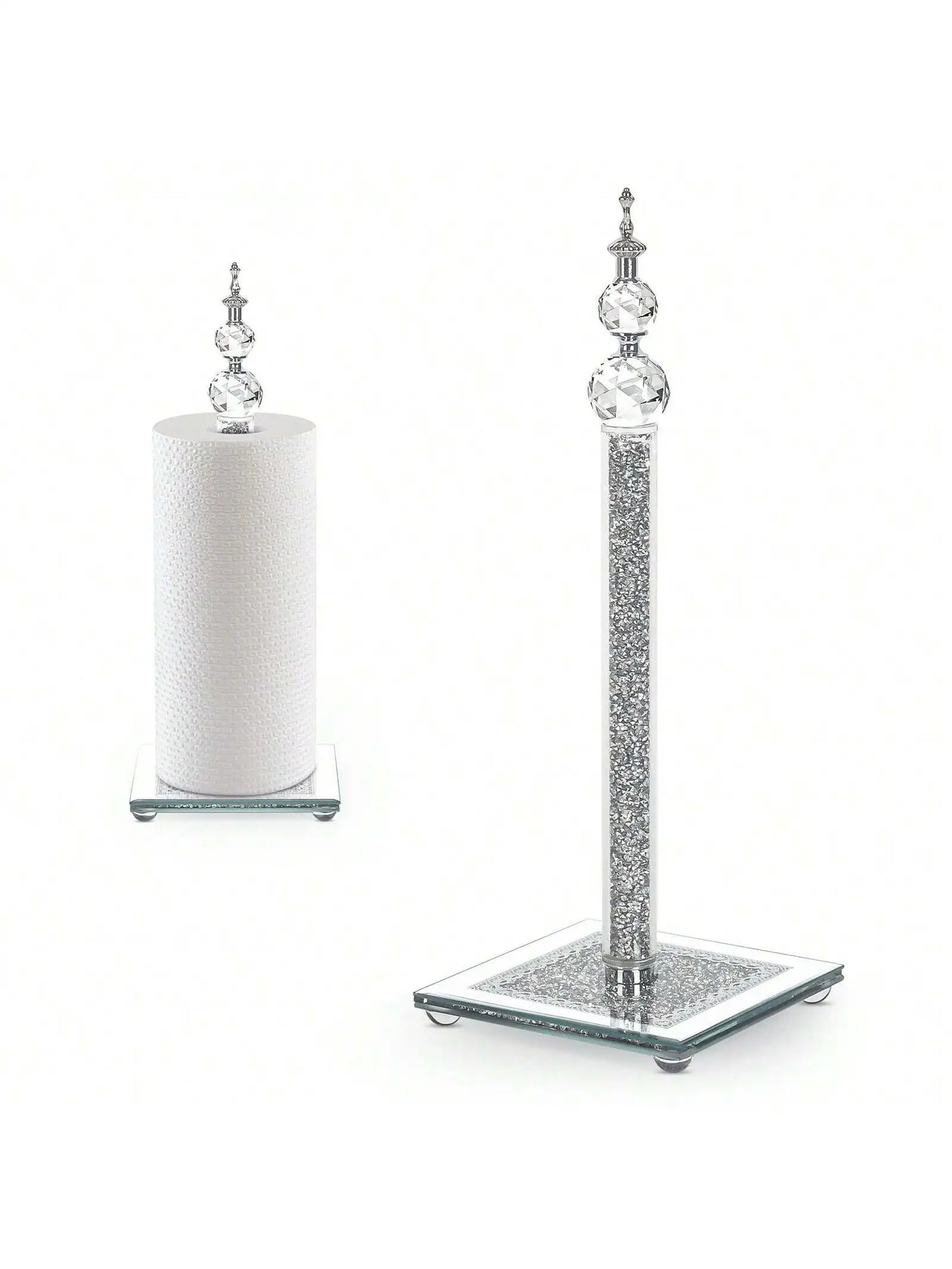 Crystal Bling Silver Paper Towel Roll Holder