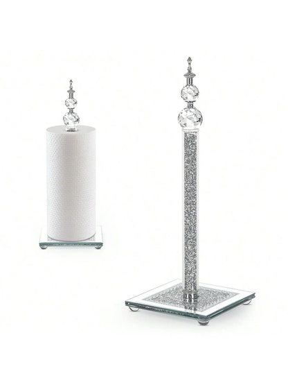 Crystal Bling Silver Paper Towel Roll Holder