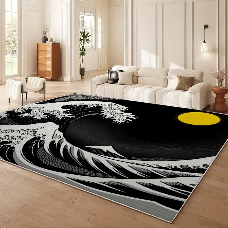 Large Cherry Blossom Wave Area Rug, Carpet, Easy Cleaning