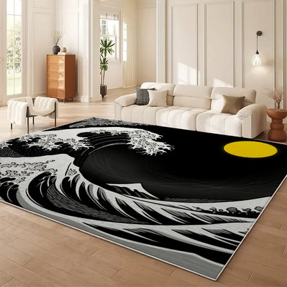 Large Cherry Blossom Wave Area Rug, Carpet, Easy Cleaning