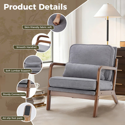 Mid Century Modern Wooden Accent Chair w/Arms