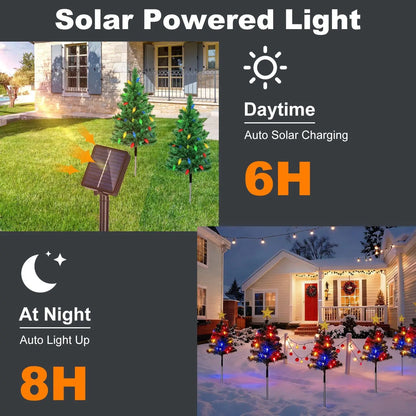 Christmas Tree Lights Solar Powered 2 Pack - 37.4in 100 LEDs 8 Modes, IP44 Waterproof Holiday Decor & Perfect Gift