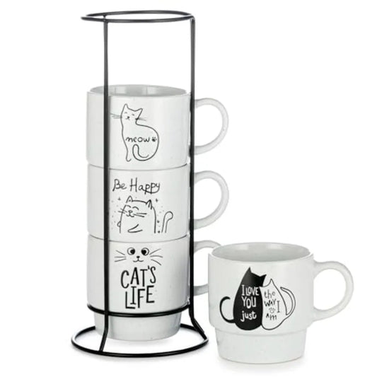 Stackable Coffee Mug Tower Set w/Metal Wire Rack