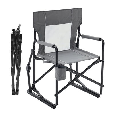 Outdoor Folding Rocking Portable Lounge Chair w/Mesh Back, Waterproof