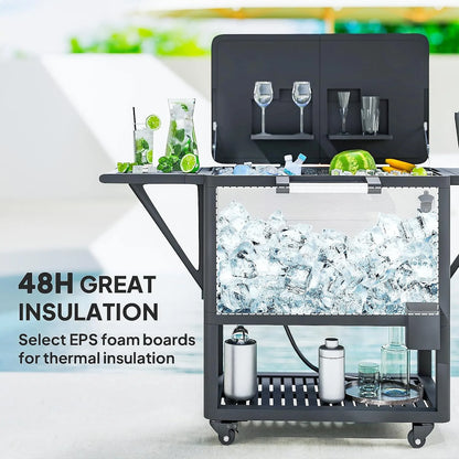 104qt Rolling Patio Ice Chest with Bottle Opener & Shelves