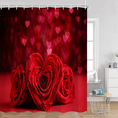 Red Roses Floral Shower Curtain, Romantic Flower