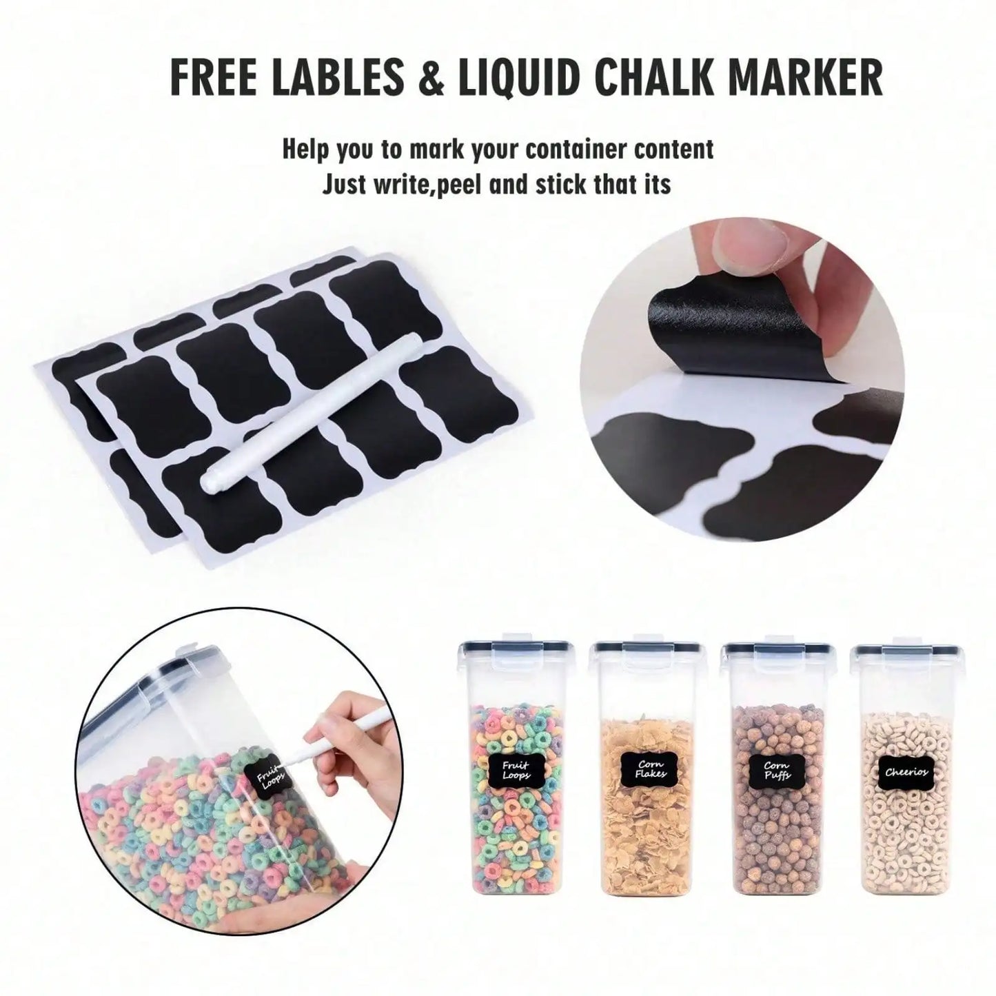 Cereal Storage Containers 4 Pack 4L Airtight with Pour Spout Plastic Dispensers