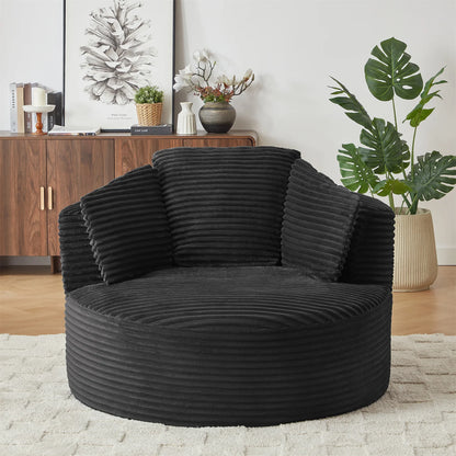 48.8" Round Boneless Chaise Sofa Chair with Backrest and 3 Pillows