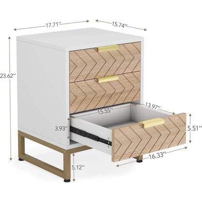 3 Drawers Nightstand w/Unique Chevron Design