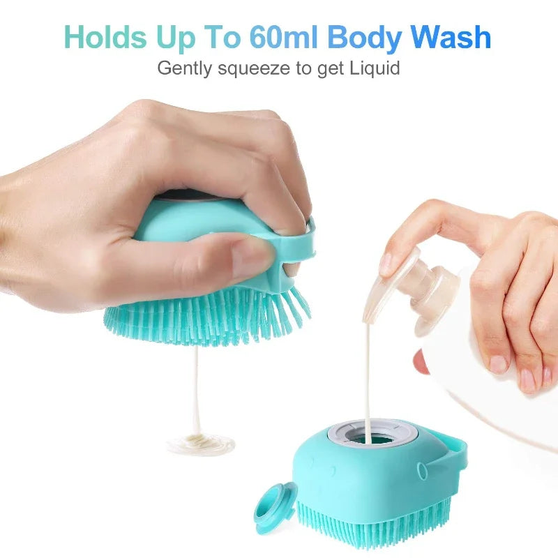 Pet Grooming Scrubber Brus for Bathing Short Hair, Soft Silicone Rubber