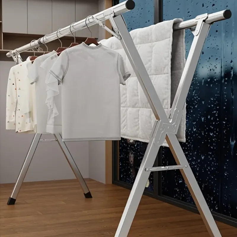 Large X-frame Folding Metal Drying Rack with 20 Hooks,