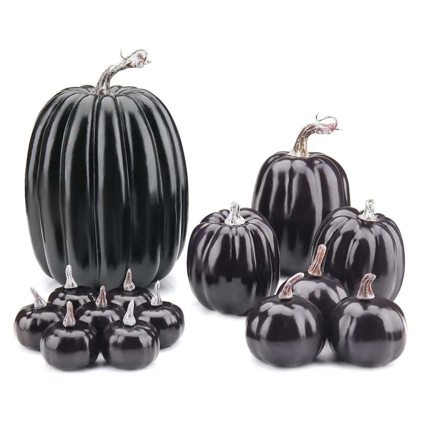 14pc Creative Black Artificial Pumpkin, Lightweight, Reusable