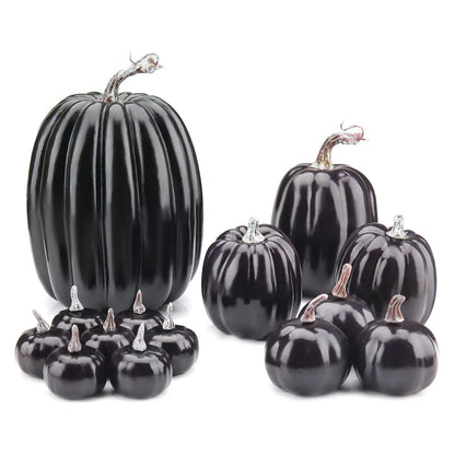 14pc Creative Black Artificial Pumpkin, Lightweight, Reusable