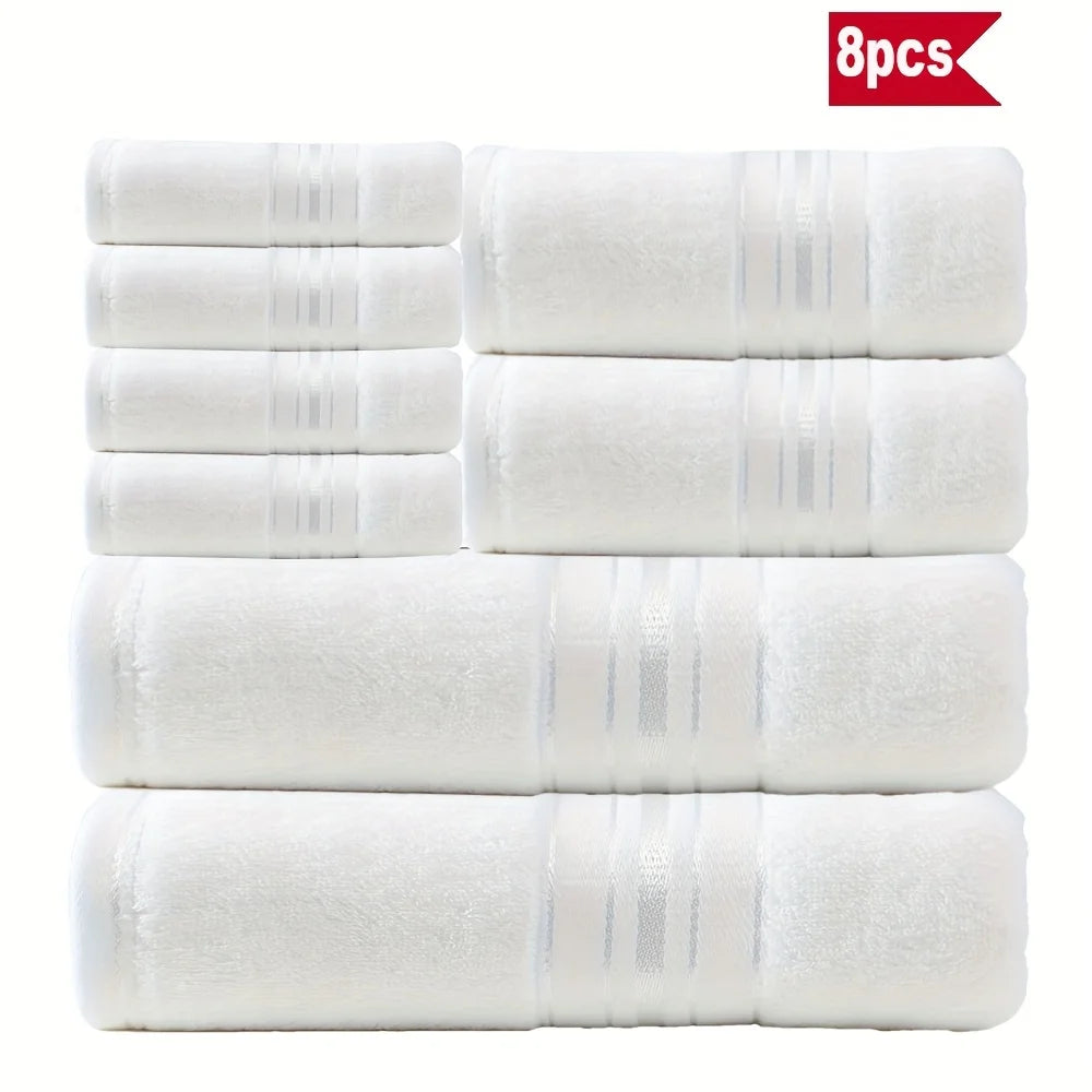 8 Piece Luxury Towel Set, 600 GSM Ring Spun Cotton, Highly Absorbent