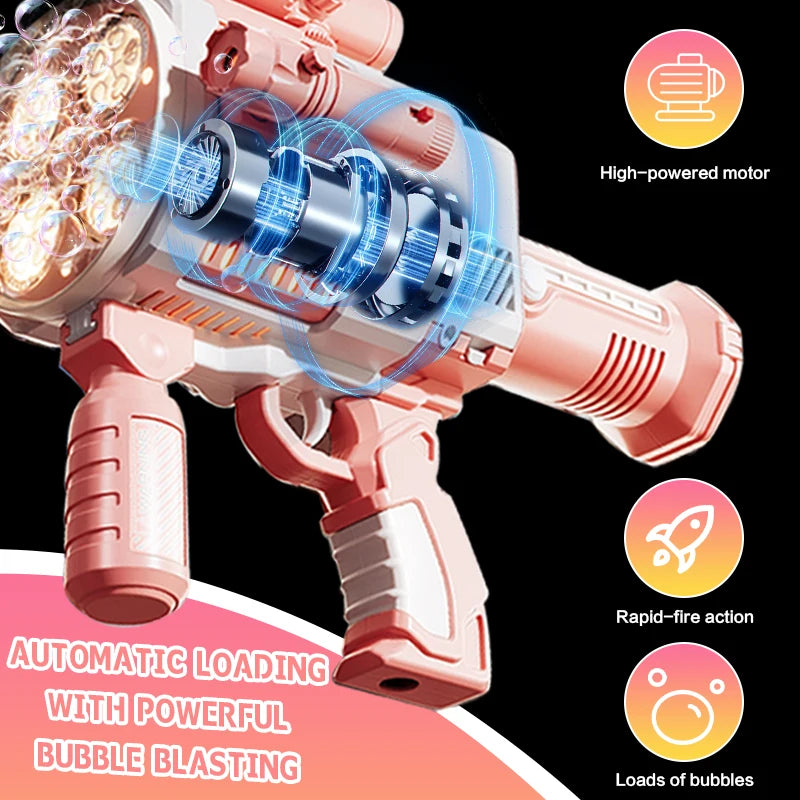 Rechargeable Automatic Bubble Machine Gun w/Colorful Lights