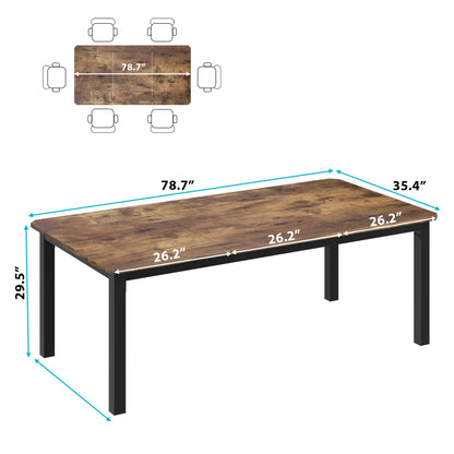 78" Rectangular Dining Table for 6-8 People, Chairs not included