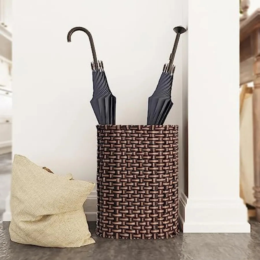 Decorative Hand-woven Wicker Umbrella Holder Indoor / Outdoor, Multi-purpose