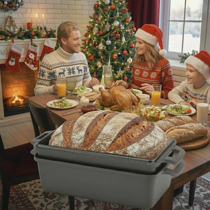 2pc - 9"x5" Cast Iron Loaf Pan with Lid for Even Baking