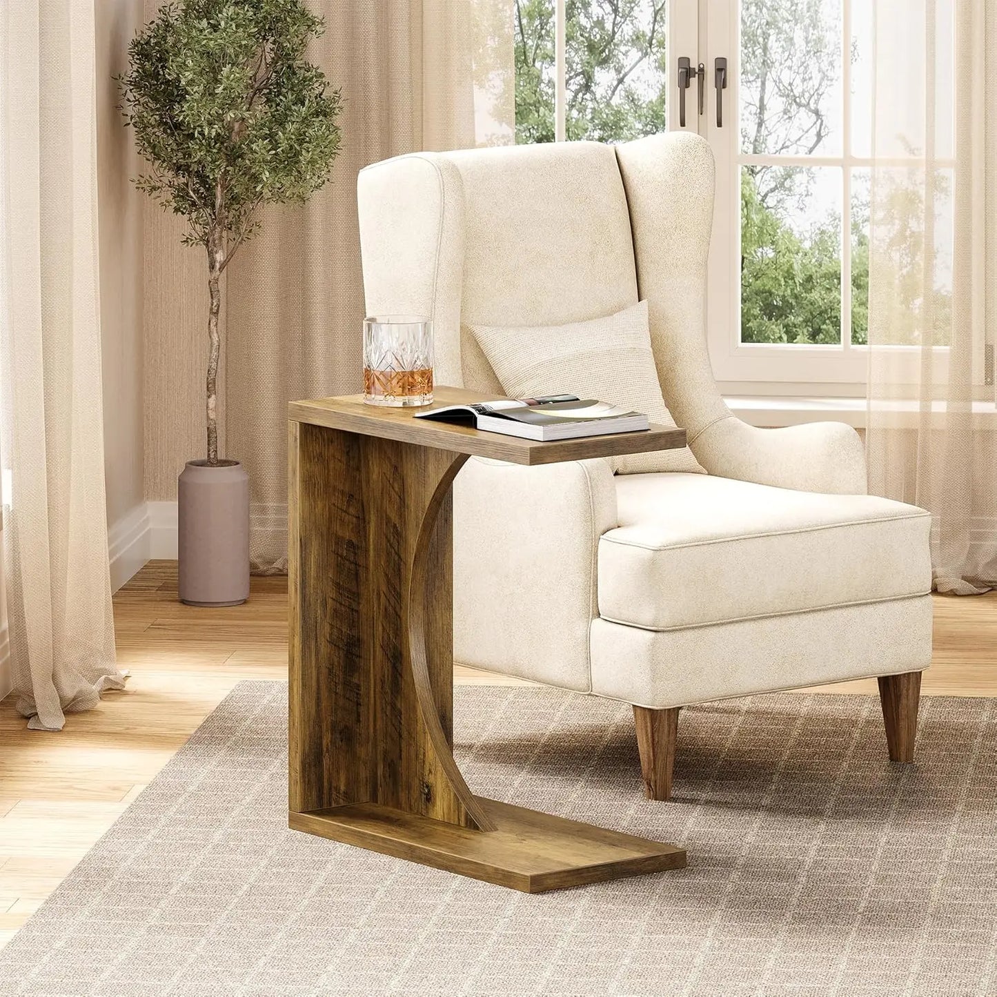 C Shaped End Table for Sofa & Bedroom