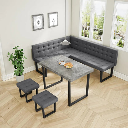 5pc Modern Corner Dining Table Set, 72" Breakfast Nook