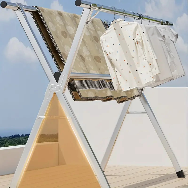 Large X-frame Folding Metal Drying Rack with 20 Hooks,