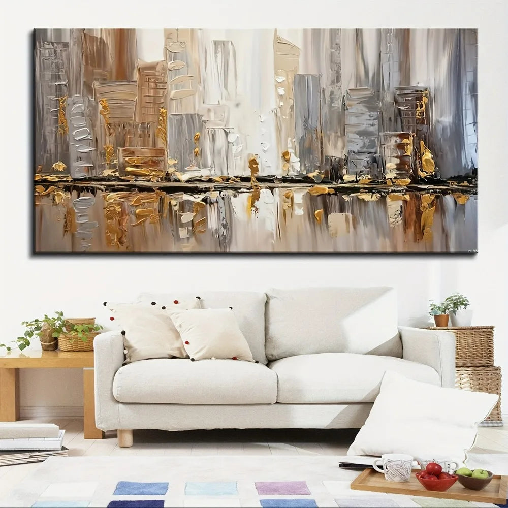 48'x24' Large Modern Abstract Oil Painting, 1.5" Thick Pine Frame