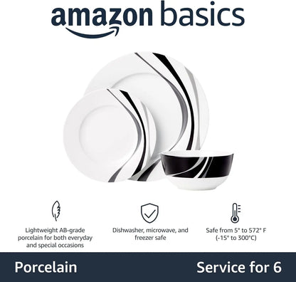 18pc Dinnerware Set for 6, Microwave & Dishwasher Safe