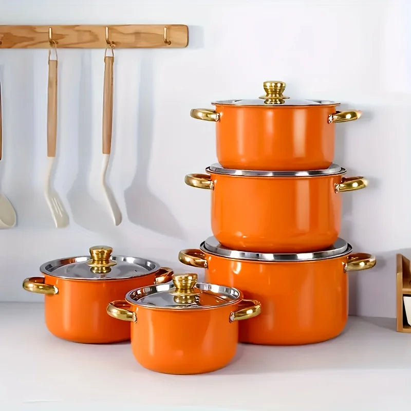 5pc Classic Cookware Set, Stainless Steel Pots and Pans