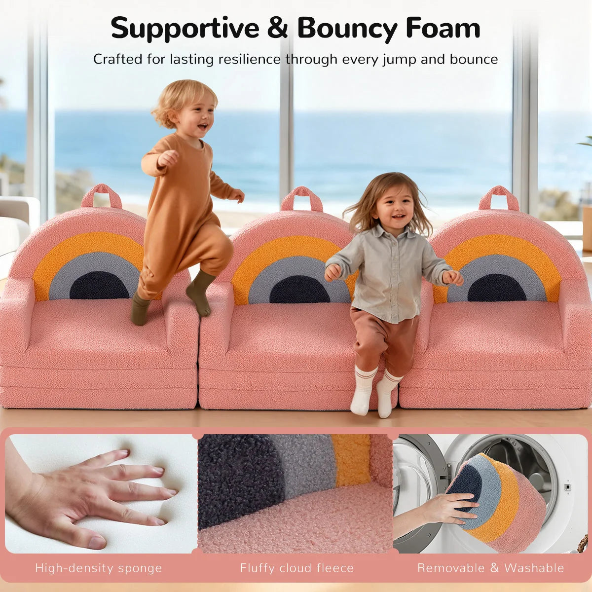 2-in-1 Kids Convertible Sofa to Lounger, Chair