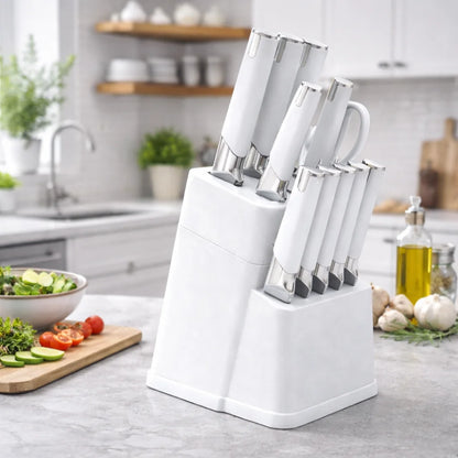 13Pcs Professional Kitchen Knife Block Set with 6 Steak Knives