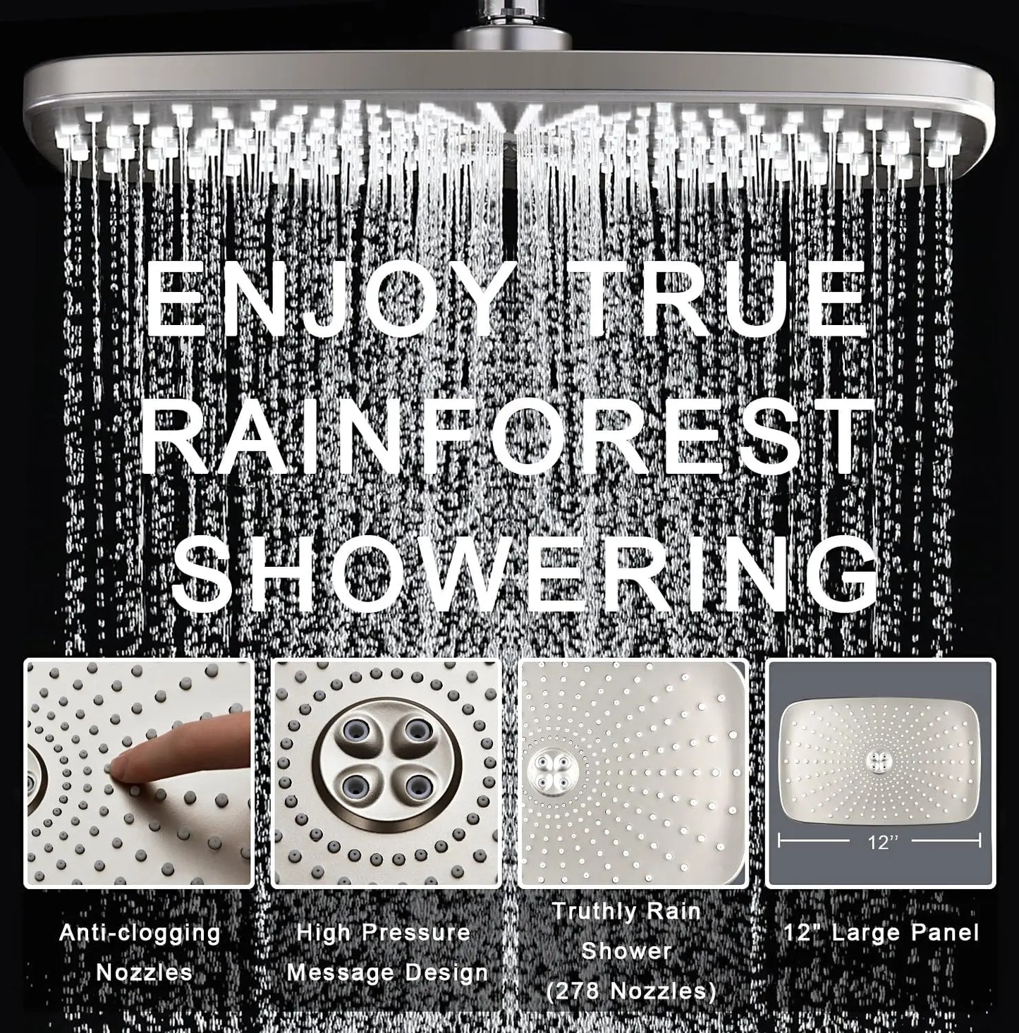 Rain Shower Head, w/Handheld Magnetic Docking Combo