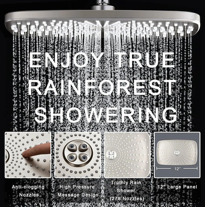 Rain Shower Head, w/Handheld Magnetic Docking Combo