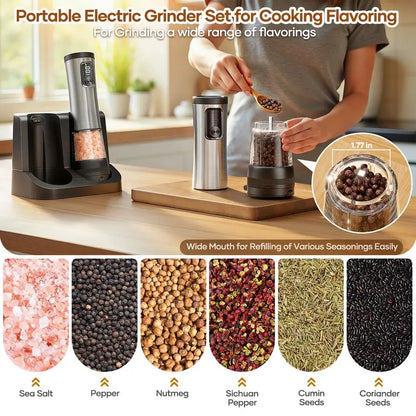 Automatic, Ceramic Salt and Pepper Grinder Set