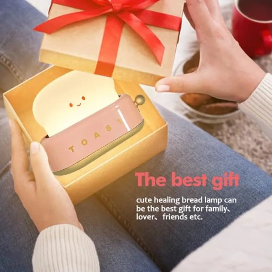 LED Toast Night Light, Rechargeable and Portable Light w/Timer