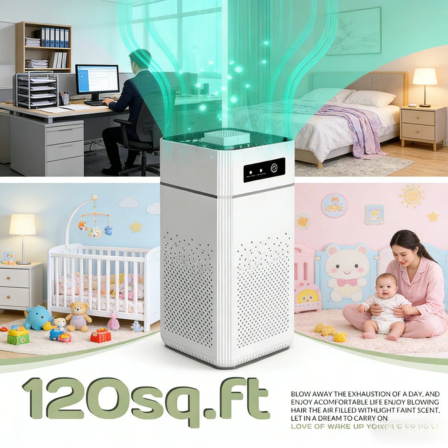 HEPA Air Purifier, 20dB Low Noise, USB Powered 360°