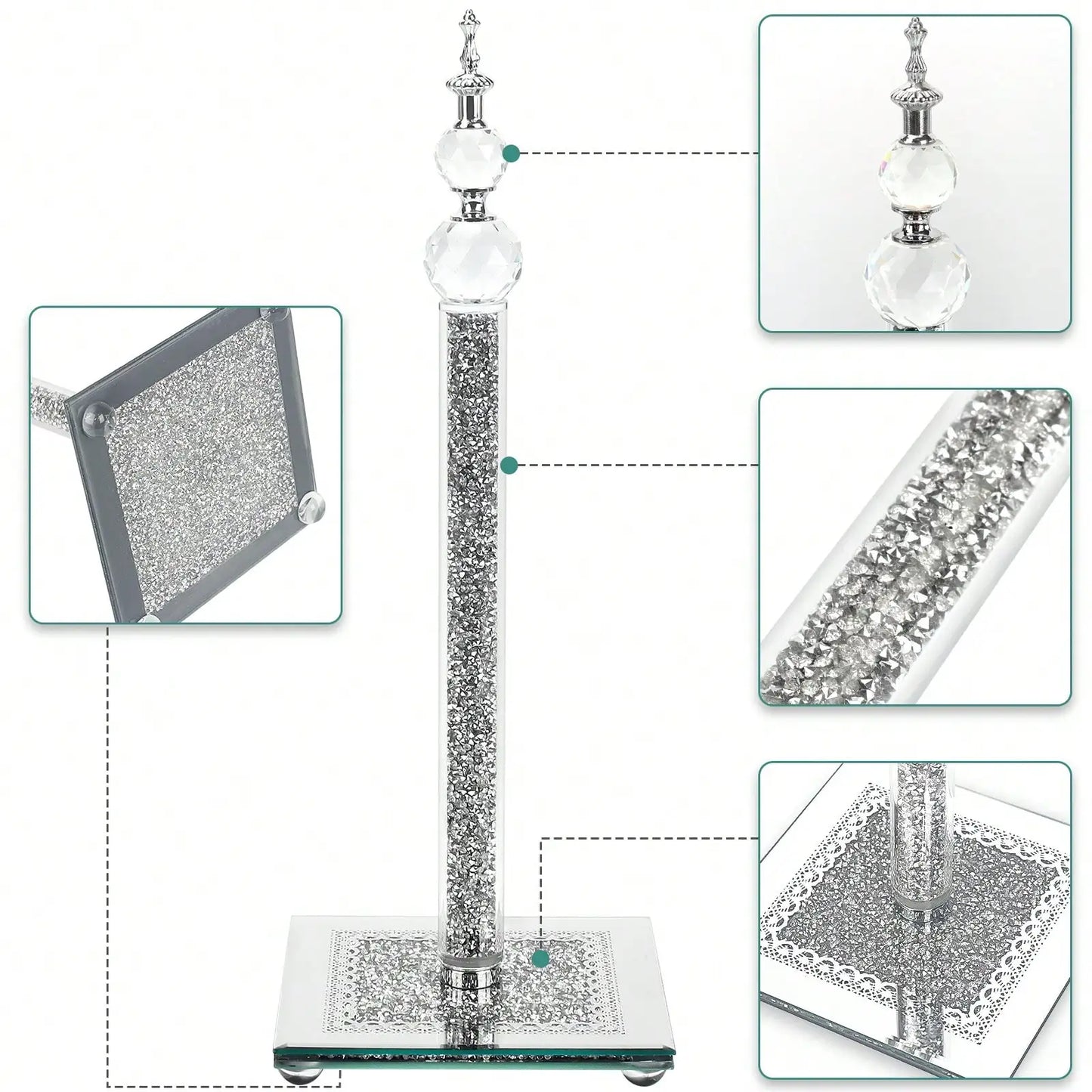 Crystal Bling Silver Paper Towel Roll Holder