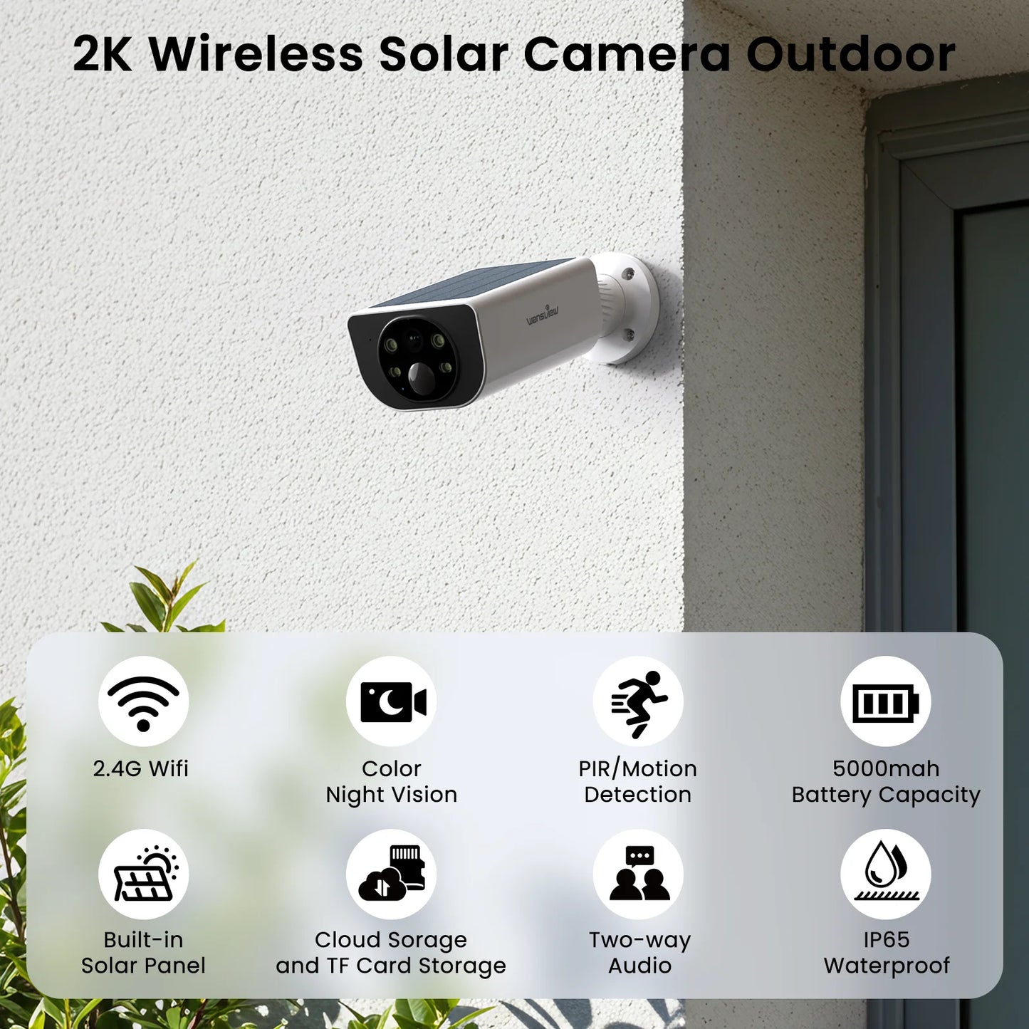 Outdoor Solar Security Camera w/2-Way Audio
