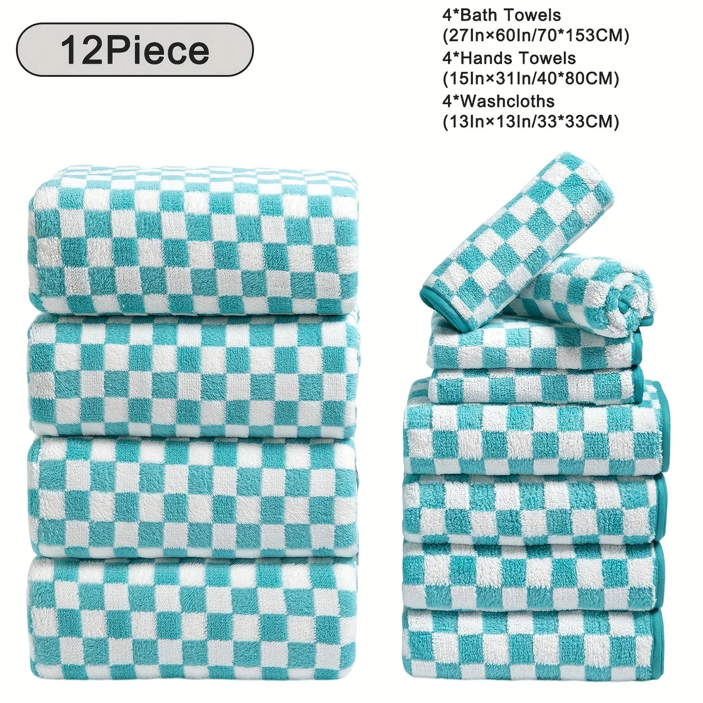 12pcs Bath Towels Set, Ultra Soft, Highly Absorbent, Quick Dry