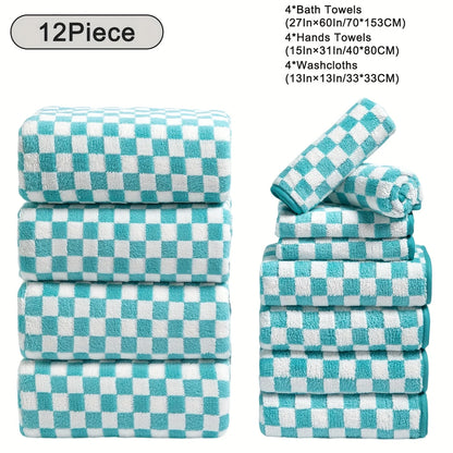 12pcs Bath Towels Set, Ultra Soft, Highly Absorbent, Quick Dry