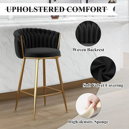 Set of 2, Hand-Woven Barstools, Counter Height