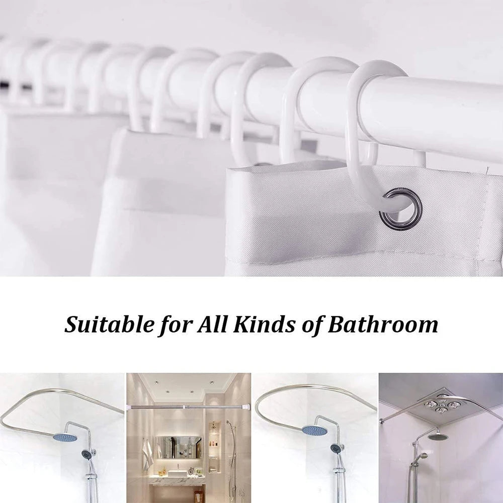 Waterproof Polyester Fabric Bathroom Curtain w/12 Hooks