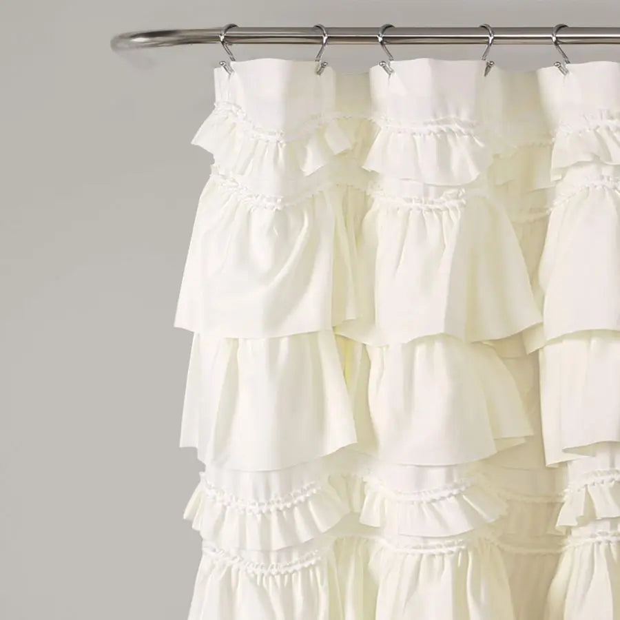 72"x72" Single Ruffled Shower Curtain, Ivory