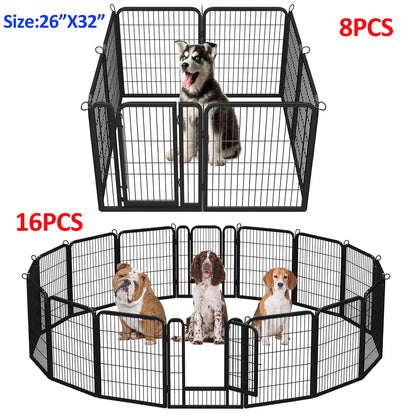 Indoor/Outdoor Foldable Metal Pet Playpen w/Door,