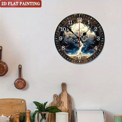 10"x10" Vintage Art Fantasy Tree Wall Clock. Silent