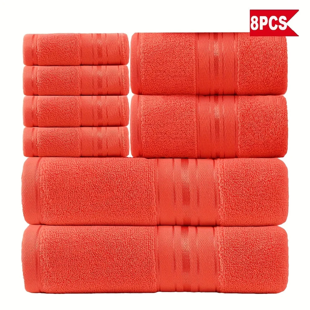 8 Piece Luxury Towel Set, 600 GSM Ring Spun Cotton, Highly Absorbent