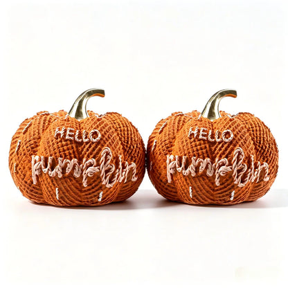 Halloween Pumpkin Knitted Texture Table Ornament, Farmhouse