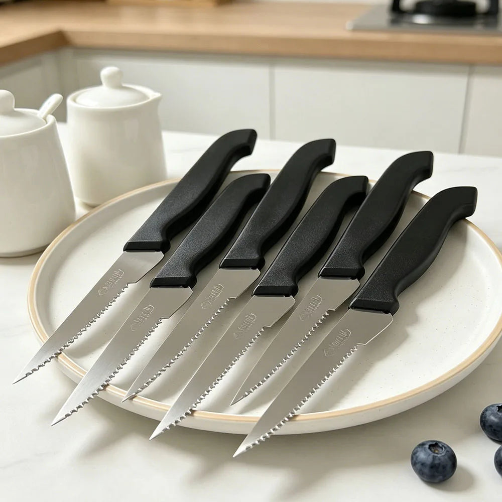 Serrated Steak Knife Set, 6pcs. Stainless Steel